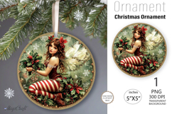 3D Christmas fairy Round Ornament| Christmas fairy vintage Product Image 1