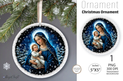 Christmas Nativity Scene|Round Ornament| Mary and Jesus Product Image 1