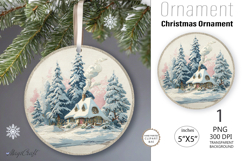 Christmas village Ornament| Christmas Round Ornament House Product Image 1