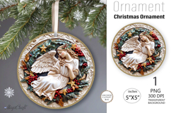 3D Christmas angel Round Ornament| Christmas angel vintage Product Image 1