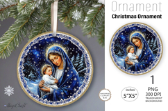 Christmas Nativity Scene|Round Ornament| Mary and Jesus Product Image 1