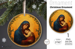 Christmas Nativity Scene|Round Ornament| Mary and Jesus Product Image 1