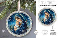 Christmas Nativity Scene|Round Ornament| Mary and Jesus Product Image 1