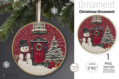 Snowman Christmas Ornament| Round Ornament sublimation print Product Image 1