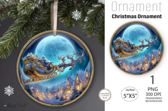 Santa Claus Ornament| Vintage Round Ornament moon reindeer Product Image 1