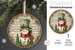 Snowman Christmas Ornament| Round Ornament sublimation print Product Image 1