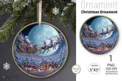 Santa Claus Ornament| Vintage Round Ornament moon reindeer Product Image 1