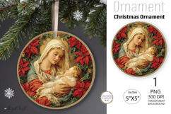 Christmas Nativity Scene|Round Ornament| Mary and Jesus Product Image 1