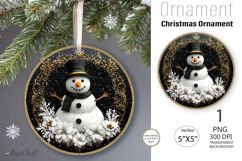 Snowman Christmas Ornament| Round Ornament sublimation print Product Image 1