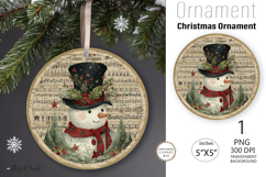 Snowman Christmas Ornament| Round Ornament sublimation print Product Image 1