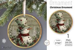 Snowman Christmas Ornament| Round Ornament sublimation print Product Image 1