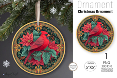 Red Cardinal Christmas Ornament| Round vintage Ornament bird Product Image 1