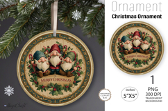 Christmas gnomes Ornament| Round Ornament sublimation print Product Image 1