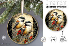 Merry Christmas Ornament| Round vintage Ornament titmouse Product Image 1
