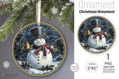 Snowman Christmas Ornament| Round Ornament sublimation print Product Image 1