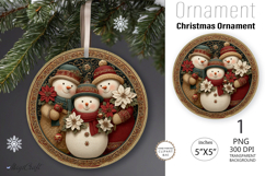 Snowman Christmas Ornament| Round Ornament sublimation print Product Image 1