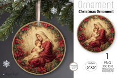 Christmas Nativity Scene|Round Ornament| Mary and Jesus Product Image 1