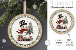 Snowman Christmas Ornament| Round Ornament sublimation print Product Image 1