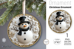 Snowman Christmas Ornament| Round Ornament sublimation print Product Image 1