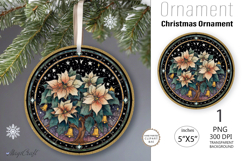 Christmas poinsettia vintage Ornament| Round Ornament Product Image 1