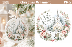 O Holy Night Church Art | Christmas Ornament Sublimation Product Image 1