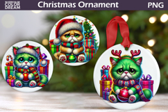 Green Grumpy Animals Ornament | Christmas Ornament Bundle Product Image 4