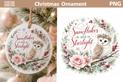 Watercolor Winter Owl | Christmas Ornament Sublimation Product Image 1