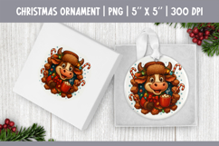 Funny Christmas Ornament Sublimation | 3D Cow with Cocoa PNG Product Image 1