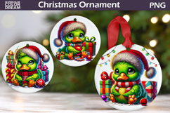 Green Grumpy Duck Ornament | Christmas Ornament Sublimation Product Image 1