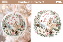 All Is Calm Bunny Art | Christmas Ornament Sublimation Product Image 1