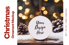 Christmas Ornament Mockup, Round White Ceramic Ornament_103 Product Image 1