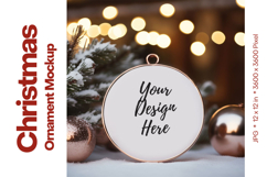 Christmas Ornament Mockup, Round White Ceramic Ornament_104 Product Image 1