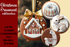 Gingerbread Christmas Ornament PNG Sublimation Design Product Image 1