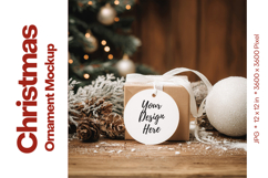 Christmas Ornament Mockup, Round White Ceramic Ornament_2 Product Image 1