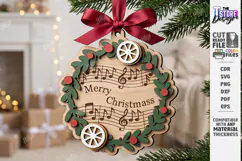Musical Notes Christmas Ornament Laser Cut | Hanging Decor Product Image 1
