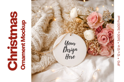 Christmas Ornament Mockup, Round White Ceramic Ornament_33 Product Image 1
