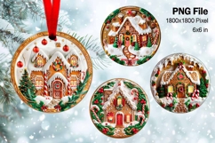 Christmas House Ornament Watercolor Snow House Decorate_34 Product Image 1