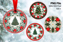 Christmas Tree Ornament Round Circle Decorate Sublimation_35 Product Image 1