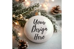 Christmas Ornament Mockup, Round White Ceramic Ornament_35 Product Image 1