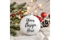Christmas Ornament Mockup, Round White Ceramic Ornament_36 Product Image 1