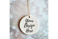 Christmas Ornament Mockup, Round White Ceramic Ornament_37 Product Image 1