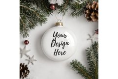 Christmas Ornament Mockup, Round White Ceramic Ornament_40 Product Image 1