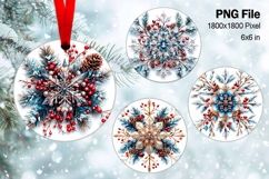 Christmas Ornament Poinsettia Flower Round Circle Decorate41 Product Image 1