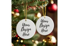 Christmas Ornament Mockup, Round White Ceramic Ornament_41 Product Image 1