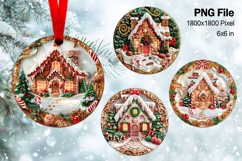 Christmas House Ornament Watercolor Snow House Decorate_44 Product Image 1