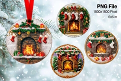 Christmas Fireplace Ornament Circle Winter House Decorate_45 Product Image 1