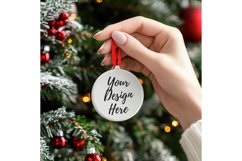 Christmas Ornament Mockup, Round White Ceramic Ornament_45 Product Image 1