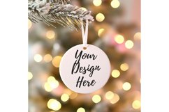 Christmas Ornament Mockup, Round White Ceramic Ornament_49 Product Image 1