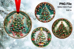 Christmas Tree Ornament Round Circle Decorate Sublimation_50 Product Image 1