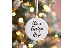 Christmas Ornament Mockup, Round White Ceramic Ornament_50 Product Image 1